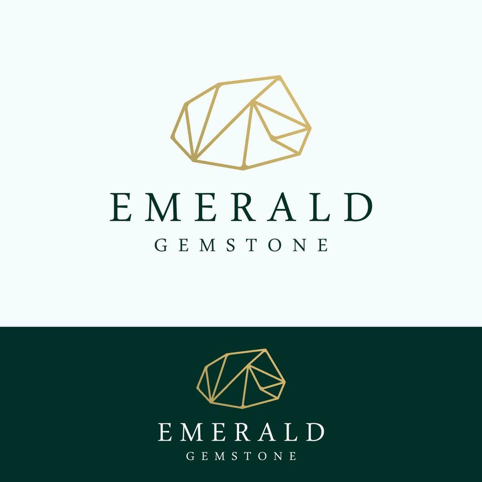 Luxury Antique Emerald Gemstone logo template in trendy style for jewelry. vector