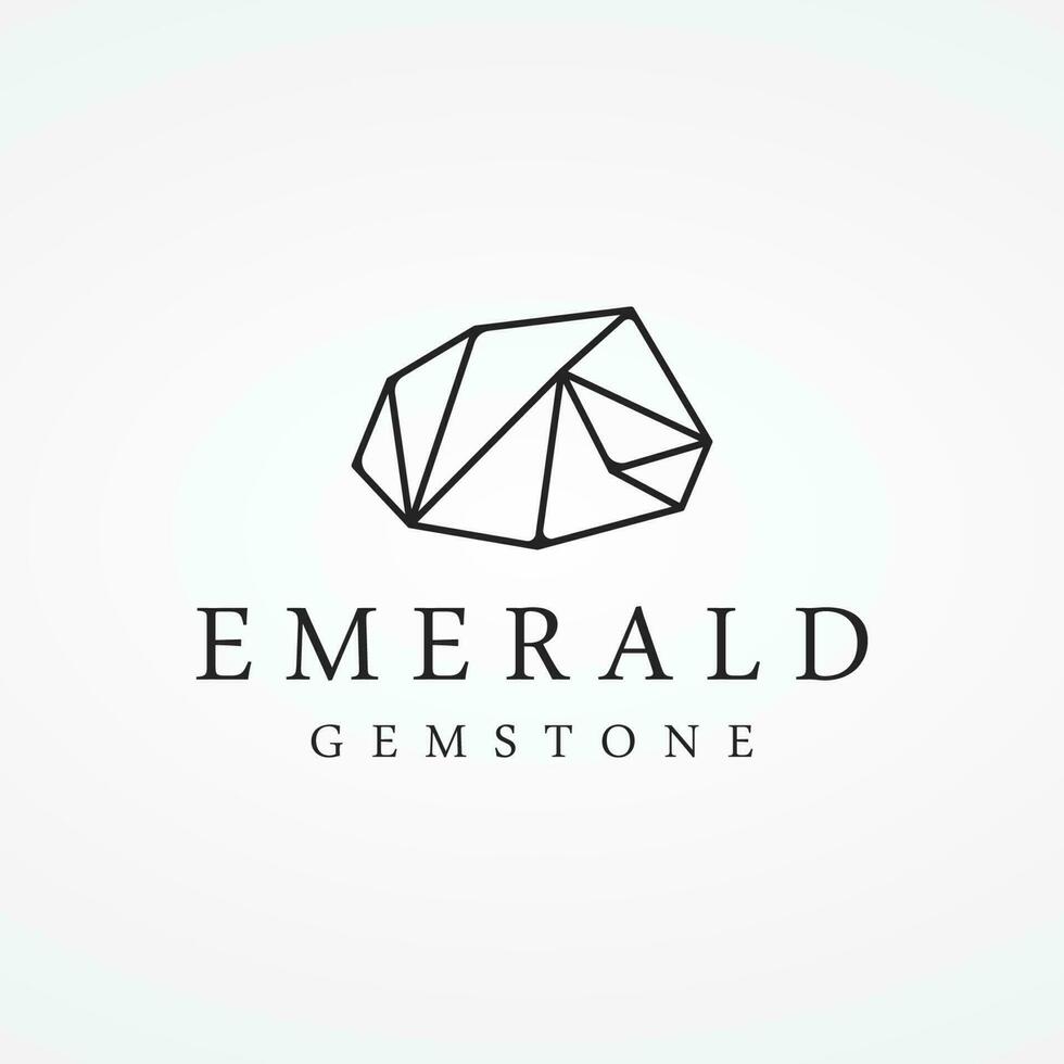 Luxury Antique Emerald Gemstone logo template in trendy style for jewelry. vector