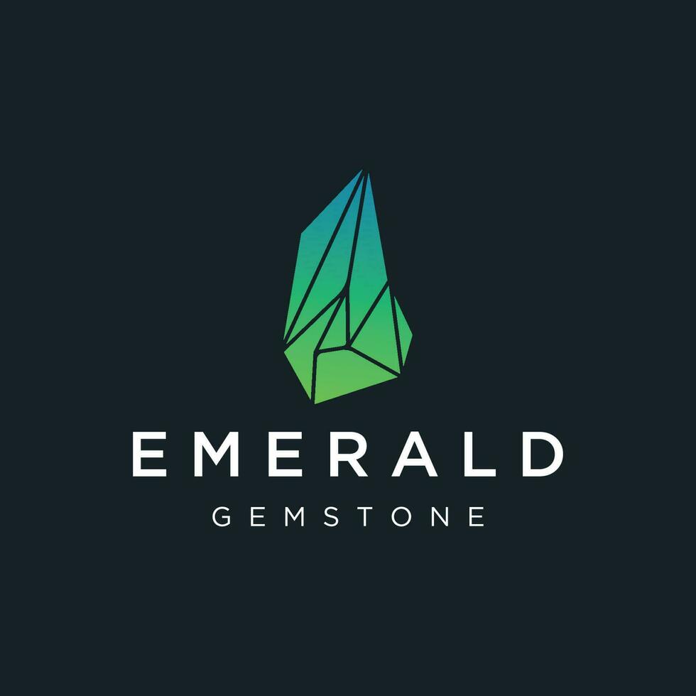 Luxury Antique Emerald Gemstone logo template in trendy style for jewelry. vector