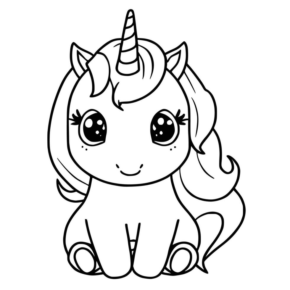 Unicorn Coloring Pages for Kids vector