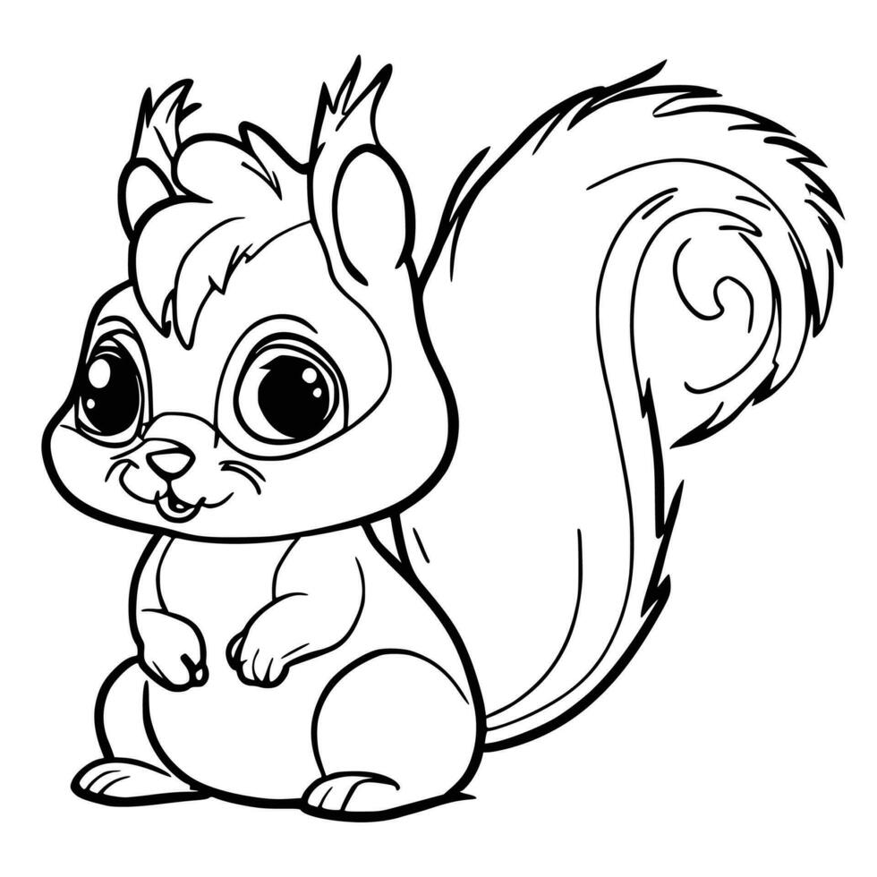 Squirrel Coloring Pages for Kids vector