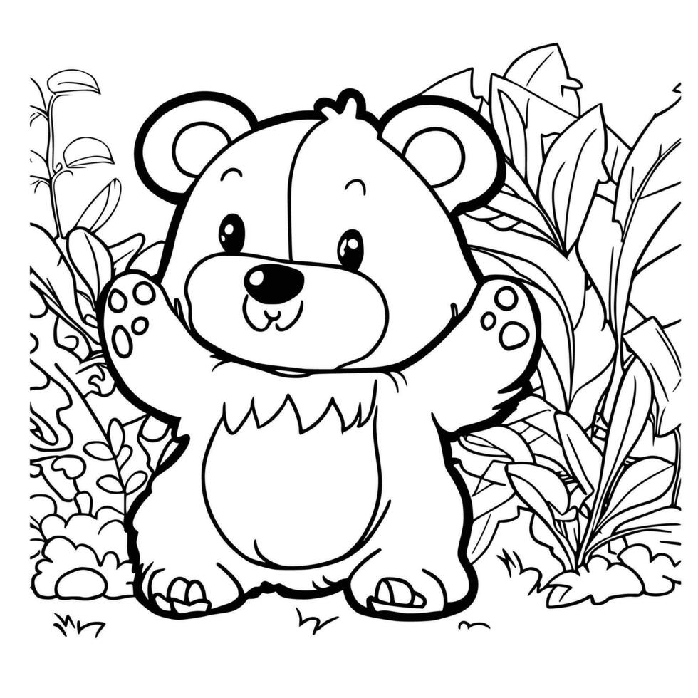 linda osito de peluche oso colorante paginas para niños vector