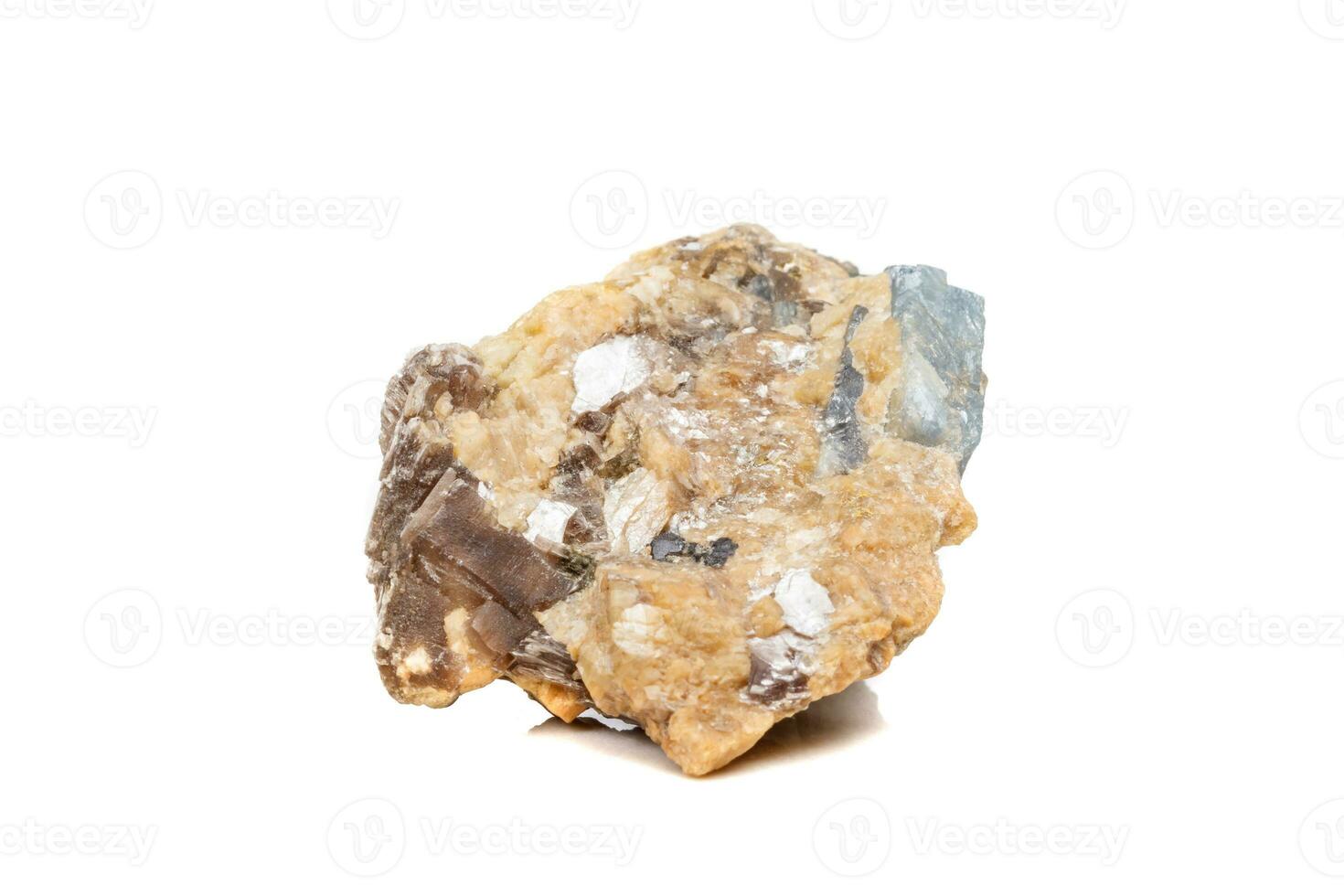 Macro mineral stone Corundum in rock a white background photo