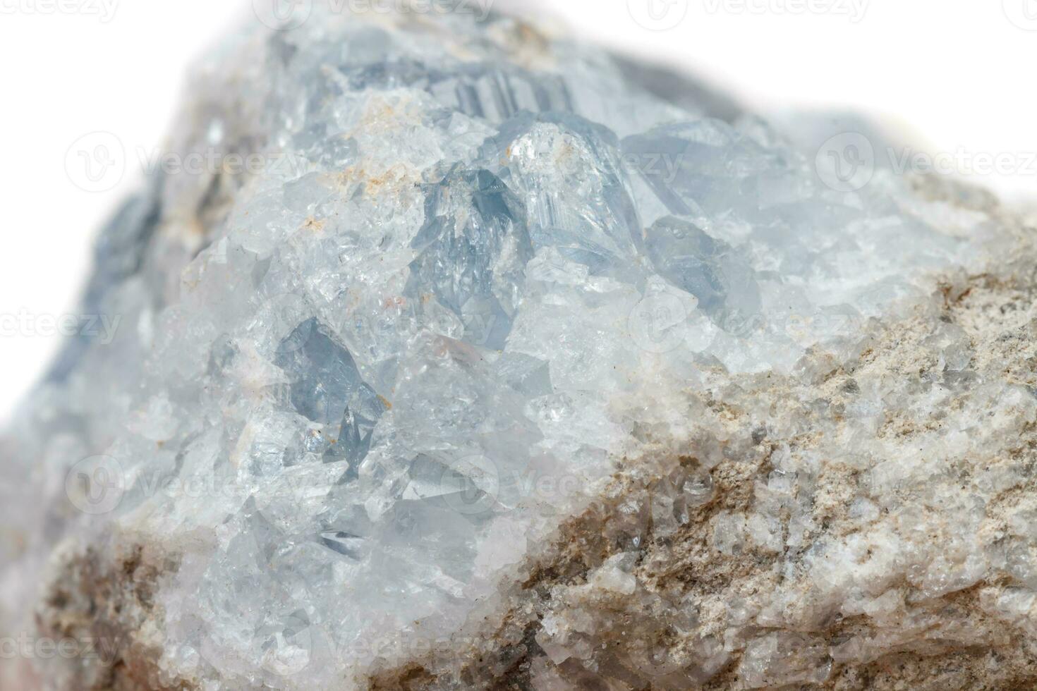 Macro mineral stone Celestine in the breed a white background photo