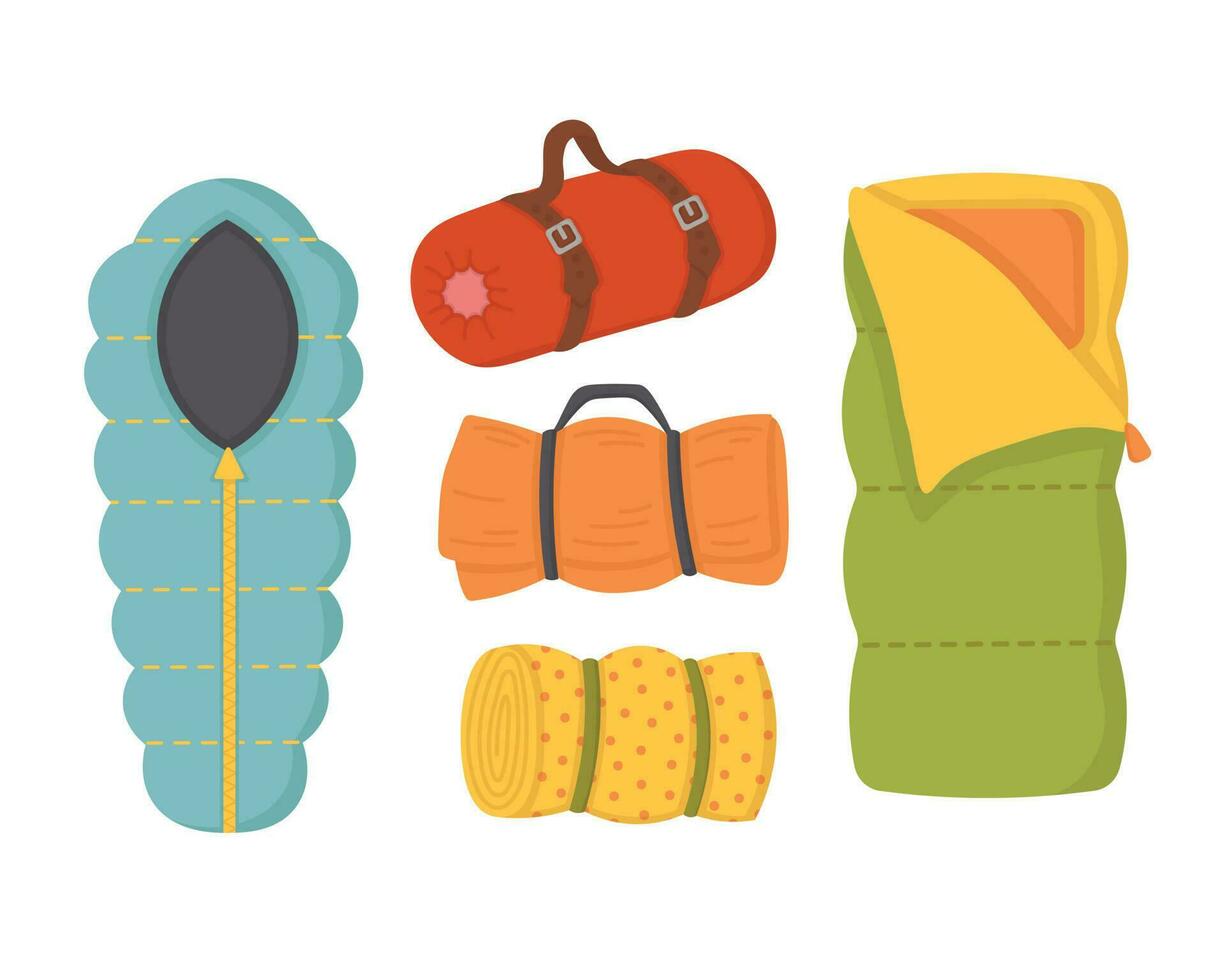 Doodle clipart. Travel sleeping bag. All objects are repainted. vector