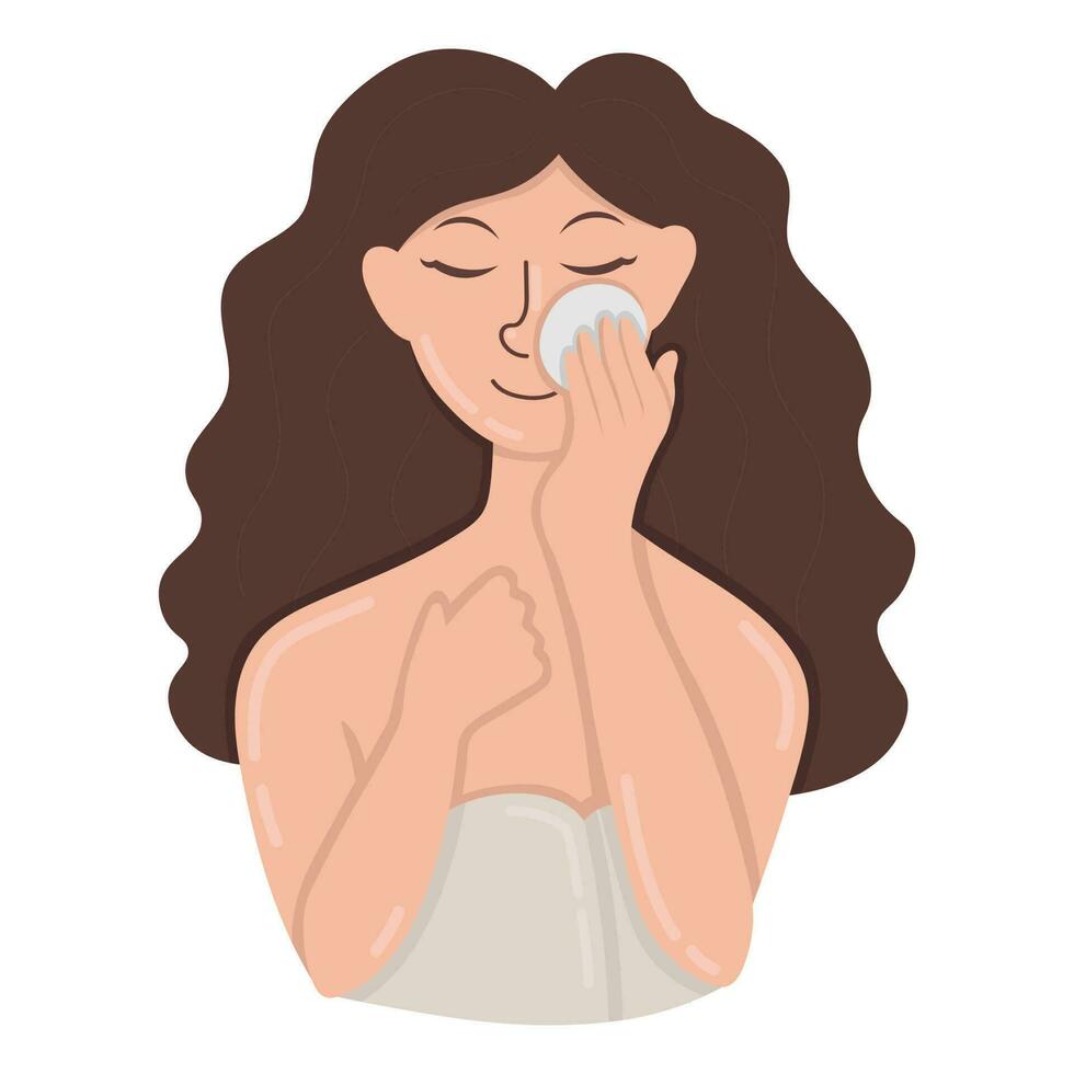 Doodle clipart girl wiping her face with a sponge vector