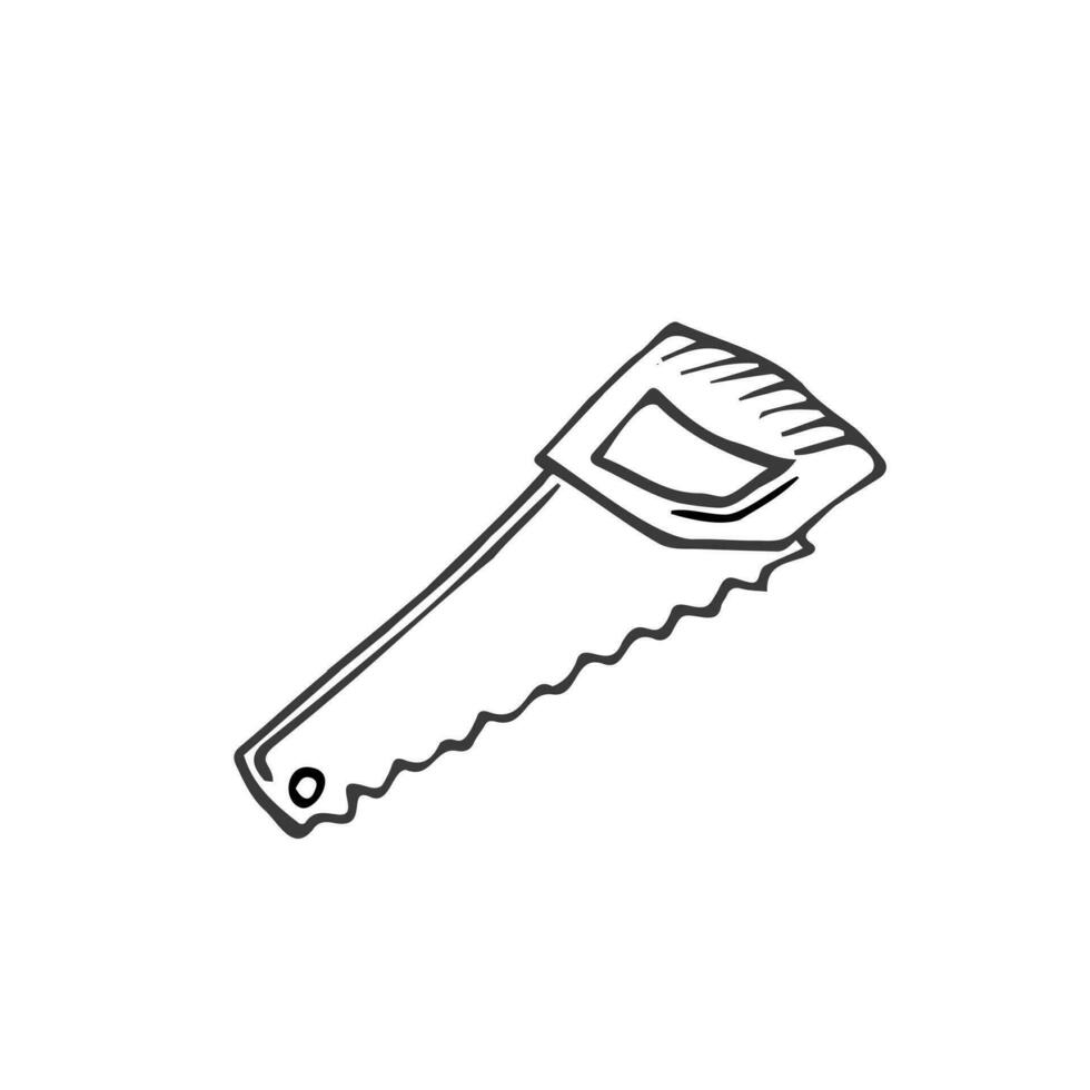 Doodle saw icon in vector. Hand drawn saw icon in vector. Doodle illustration of hand saw vector