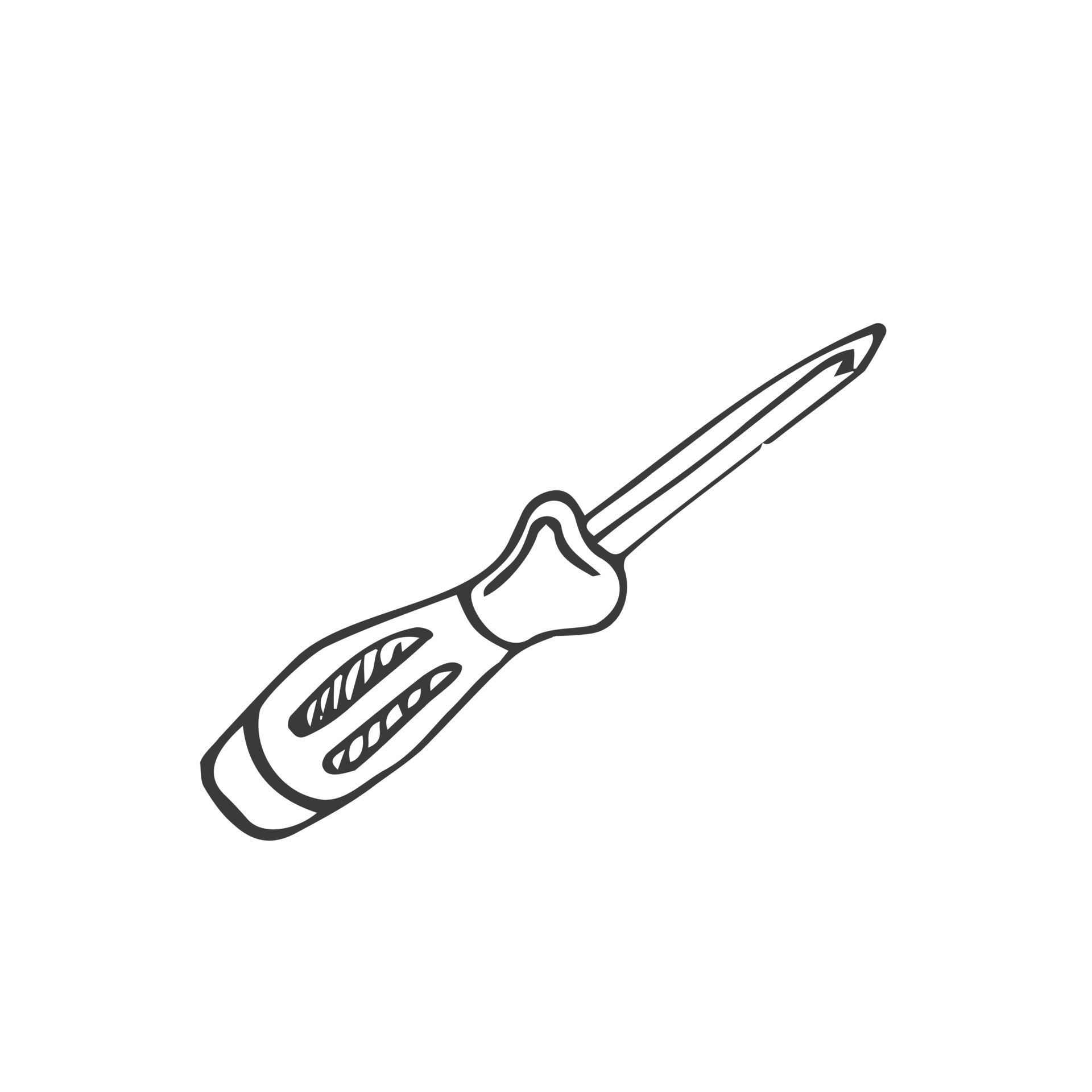 Screwdriver doodle illustrations. Hand drawn screwdriver icon in vector. Doodle screwdriver icon