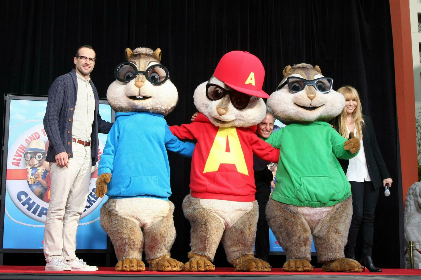 LOS ANGELES  NOV 1  Jason Lee Alvin and The Chipmunks at the Alvin  The Chipmunks Hand and Foot Print Ceremony at the Graumans Chinese Theatre on November 1 2011 in Los Angeles CA photo