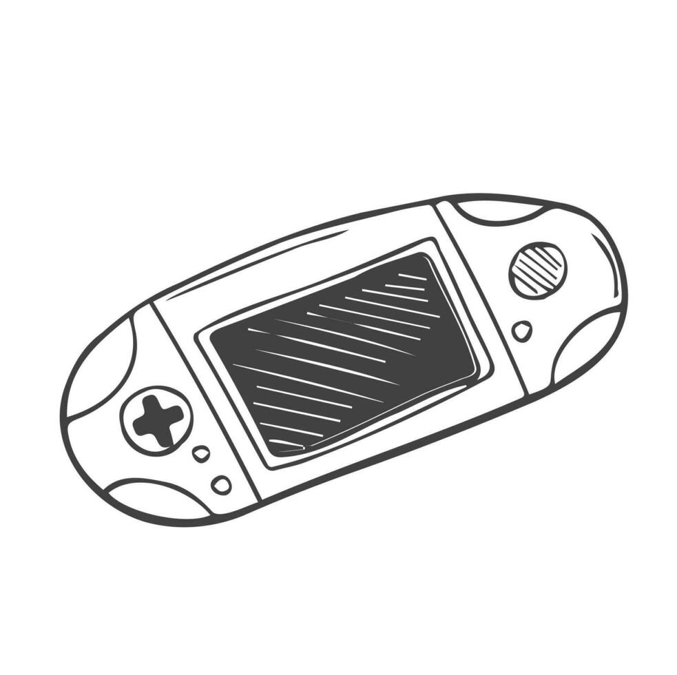 garabatear gameboy consola. palanca de mando para juego. vídeo juegos concepto vector