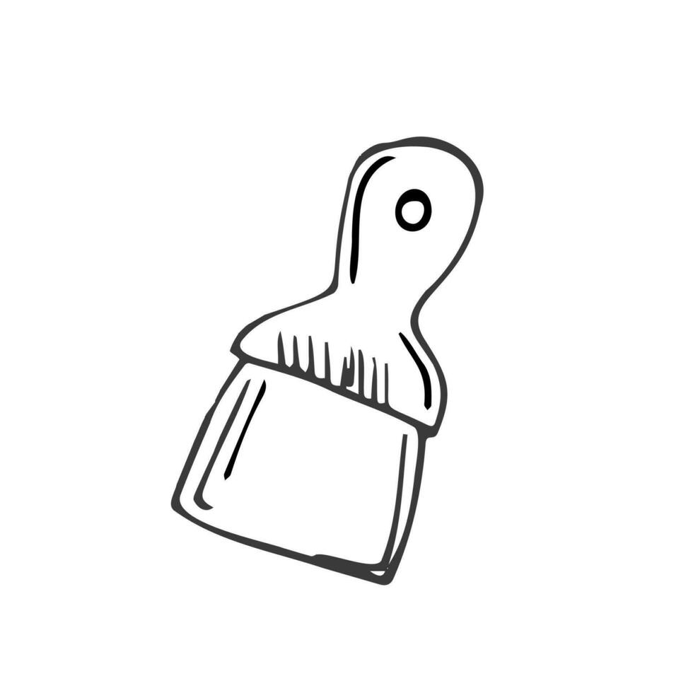 Freehand sketchy line art of spatula silhouette. Construction and finishing tool. Isolated vector illustration.