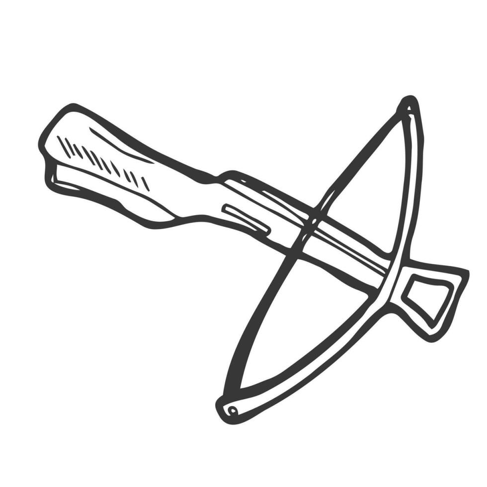 Crossbow Icon Silhouette Illustration. Medieval Weapon Vector Graphic Pictogram Symbol Clip Art. Doodle Sketch Black Sign.