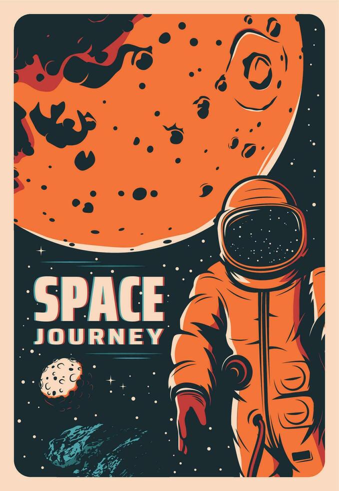 Astronaut in outer space, Mars exploration vector