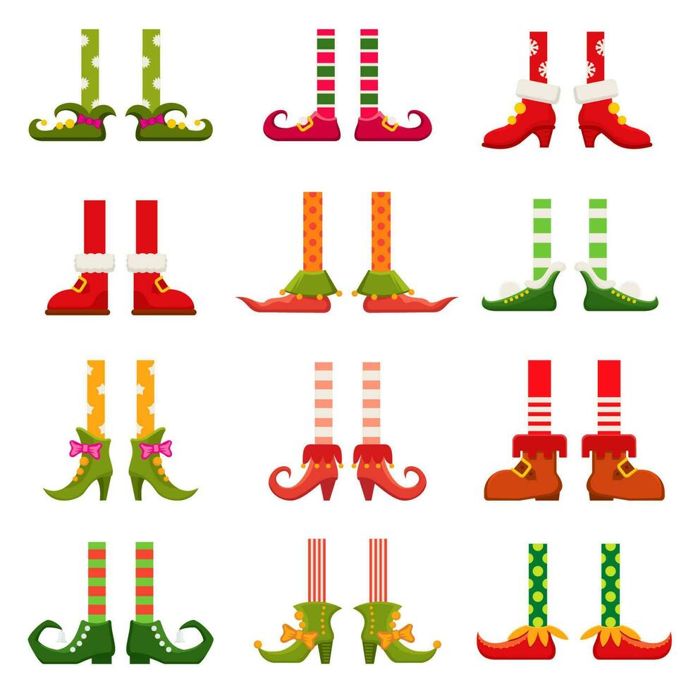 Legs of gnome, elf or leprechaun dwarf in boots vector