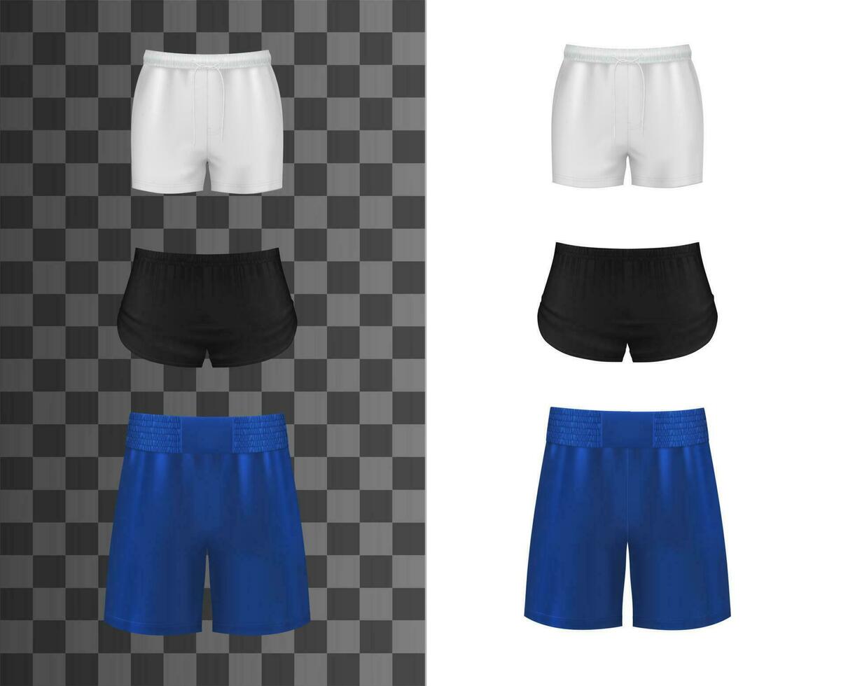 atlético bermudas, realista ropa o deporte pantalones vector