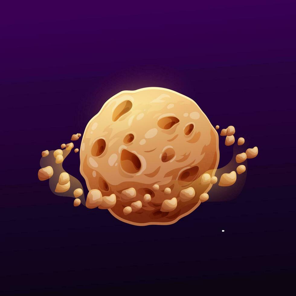 Brown planet with craters and rocks, alien world vector