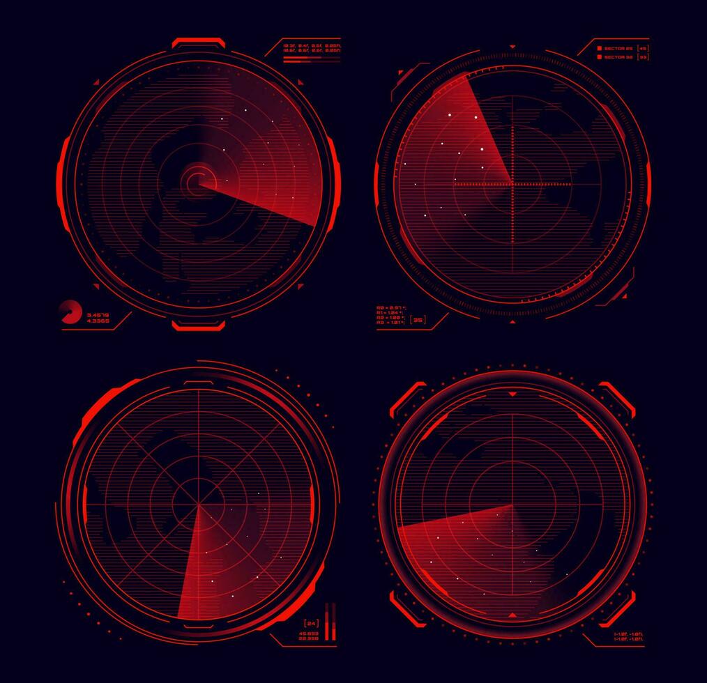 HUD military radar, sonar target display interface vector