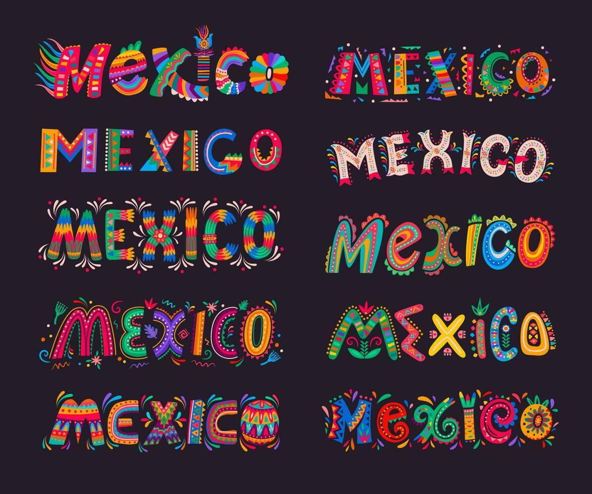 mexico letras elementos, mexicano tipografía vector