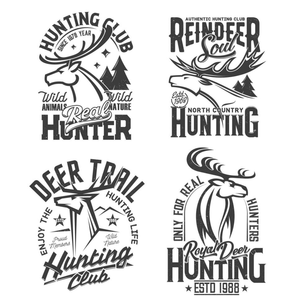 camiseta impresión con bosquejo ciervo, reno mascota vector