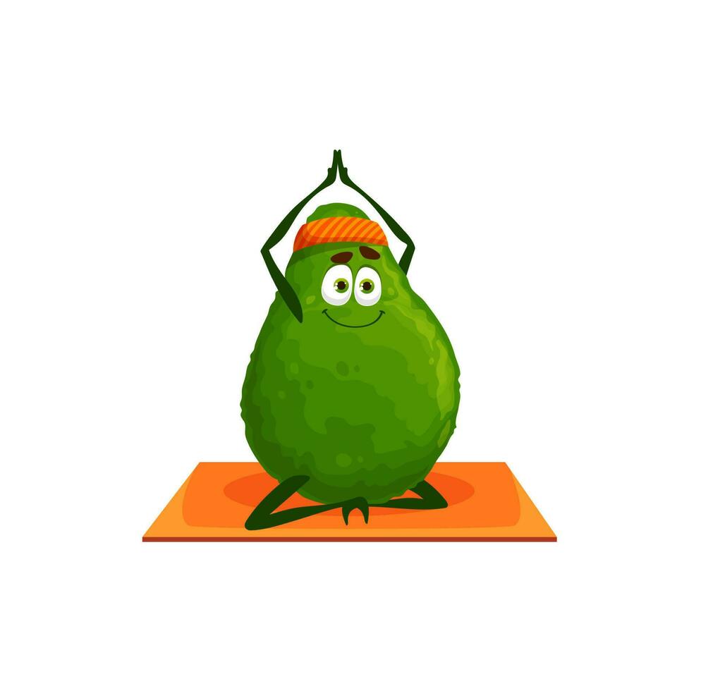 aguacate personaje deporte emoticon tramo en yoga vector