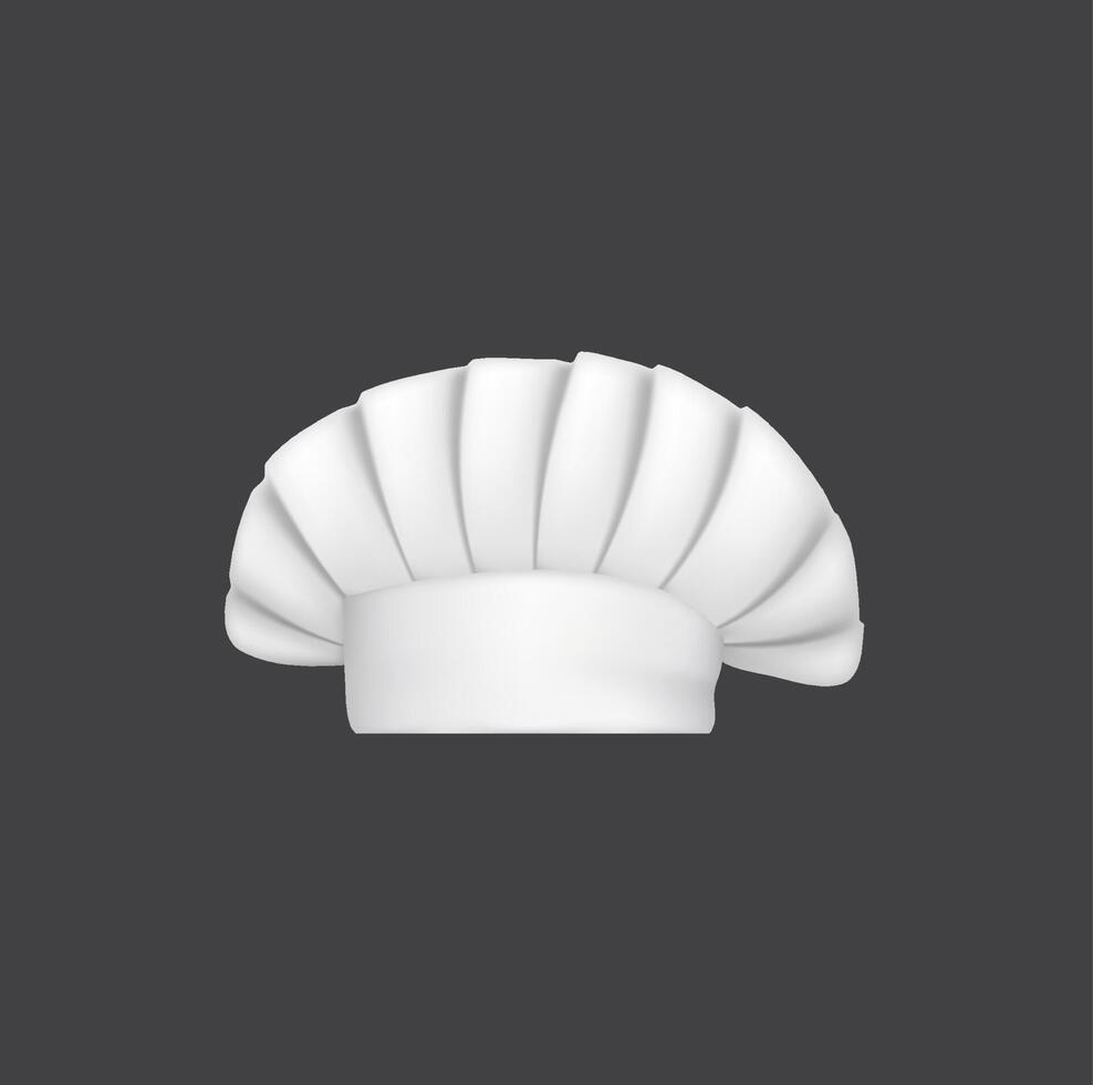 Realistic chef hat, cook cap and baker 3d toque vector