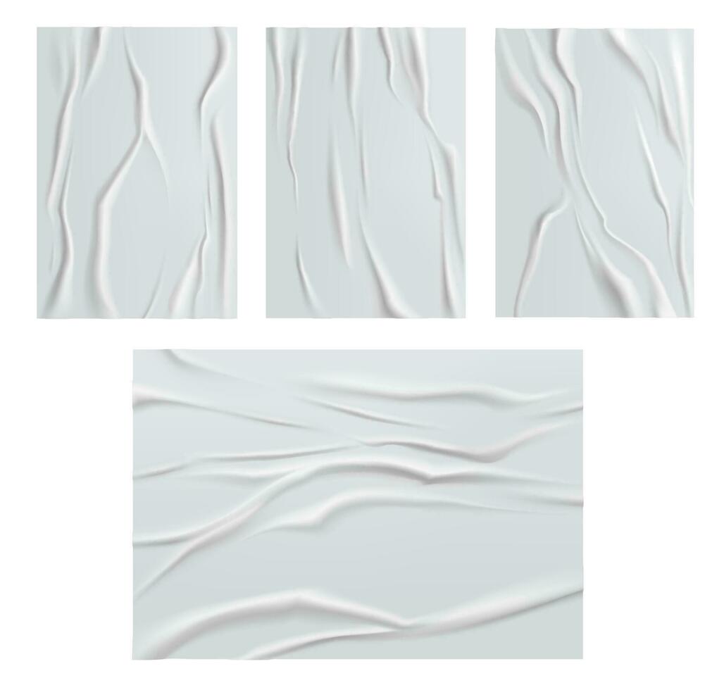 White glued paper wrinkled and crumpled texture vector