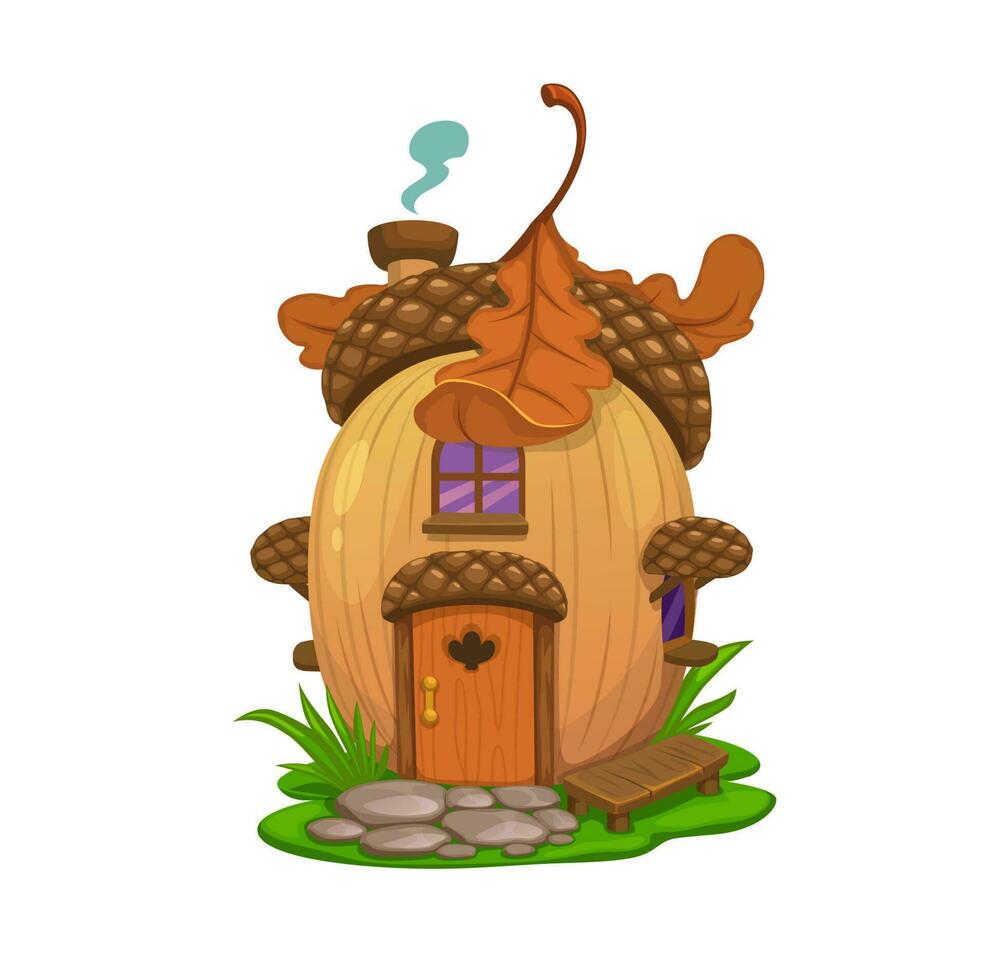 Fairy oak acorn house, dwelling of elf or gnome vector