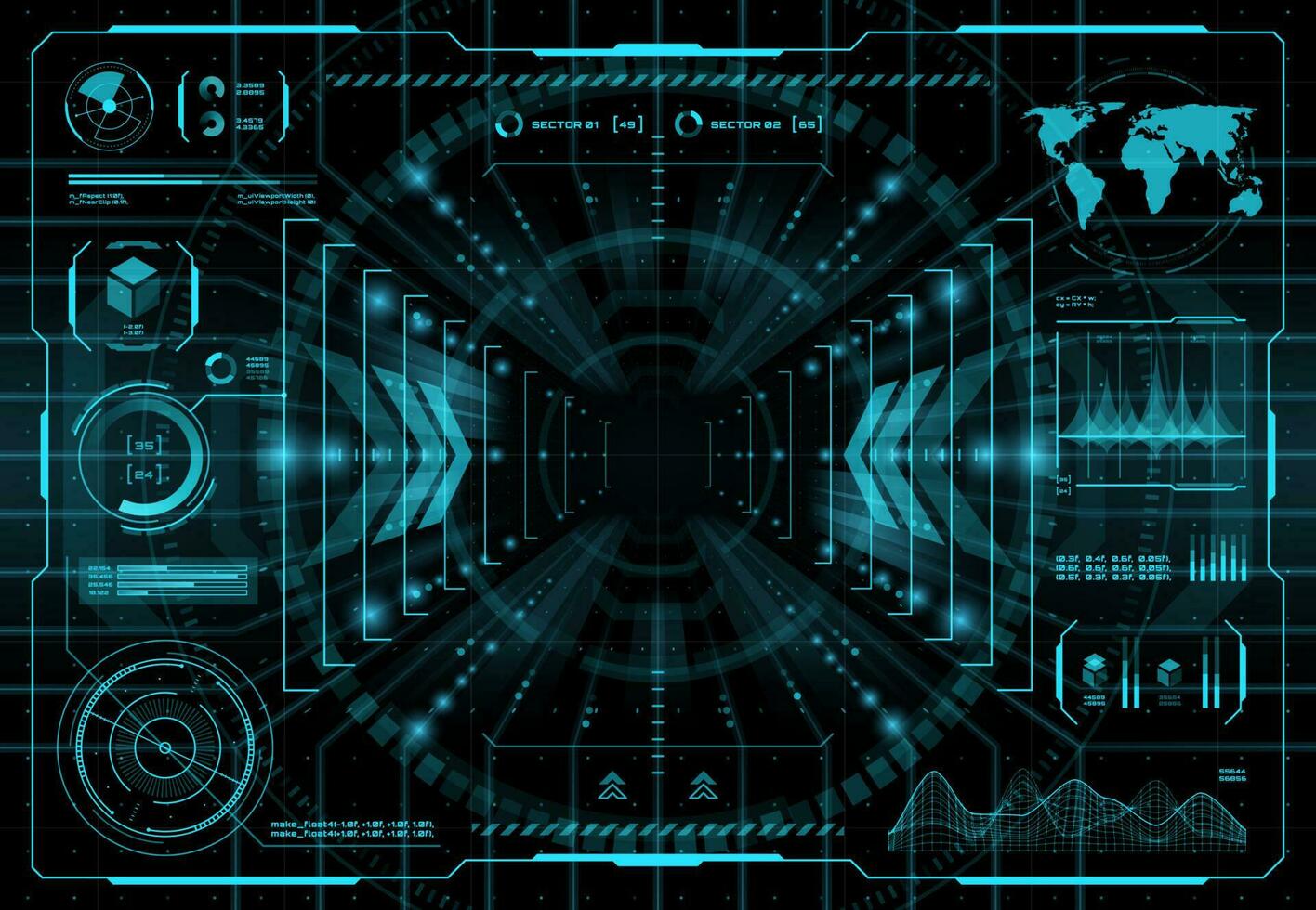 HUD teleportation portal interface background vector