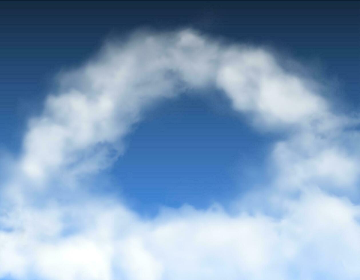 Round arch clouds in blue sky heaven background vector