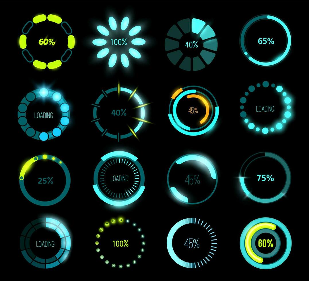 HUD futuristic loading bars, game UI interface vector