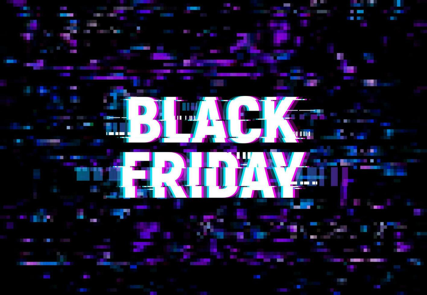 Black friday glitch background, vector ad poster