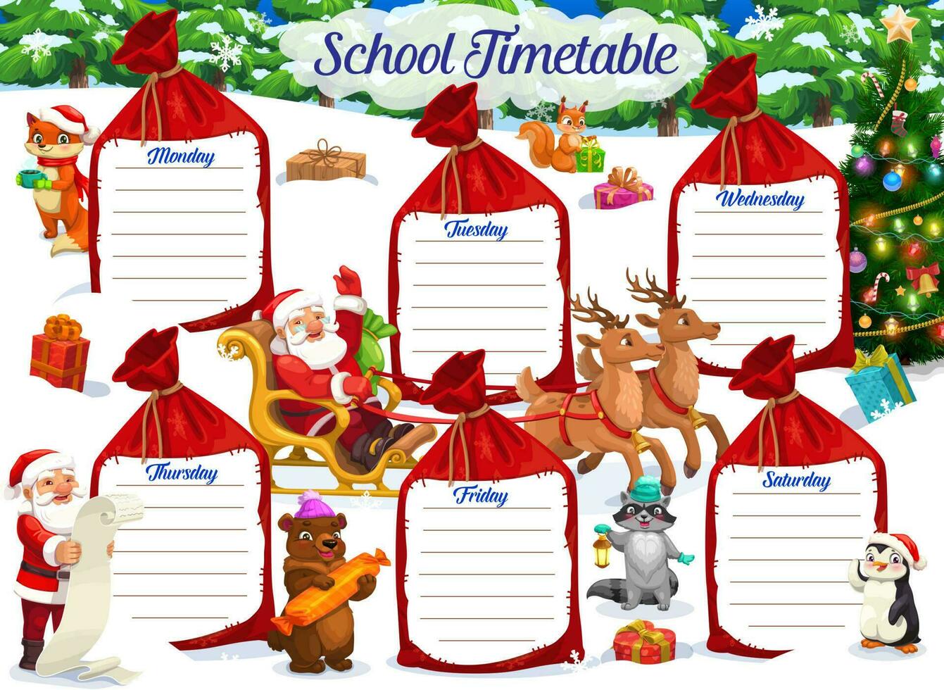 Navidad colegio calendario o estudiante calendario vector