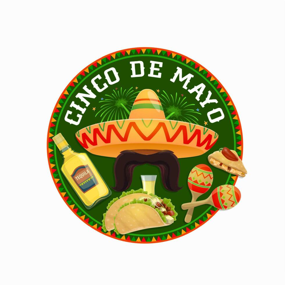 Cinco de Mayo vector round icon. Mexican holiday