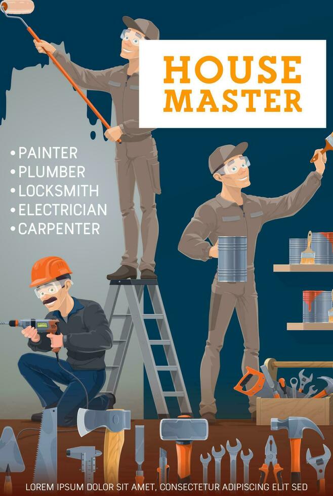 Painter, electrician, carpenter and locksmith vector