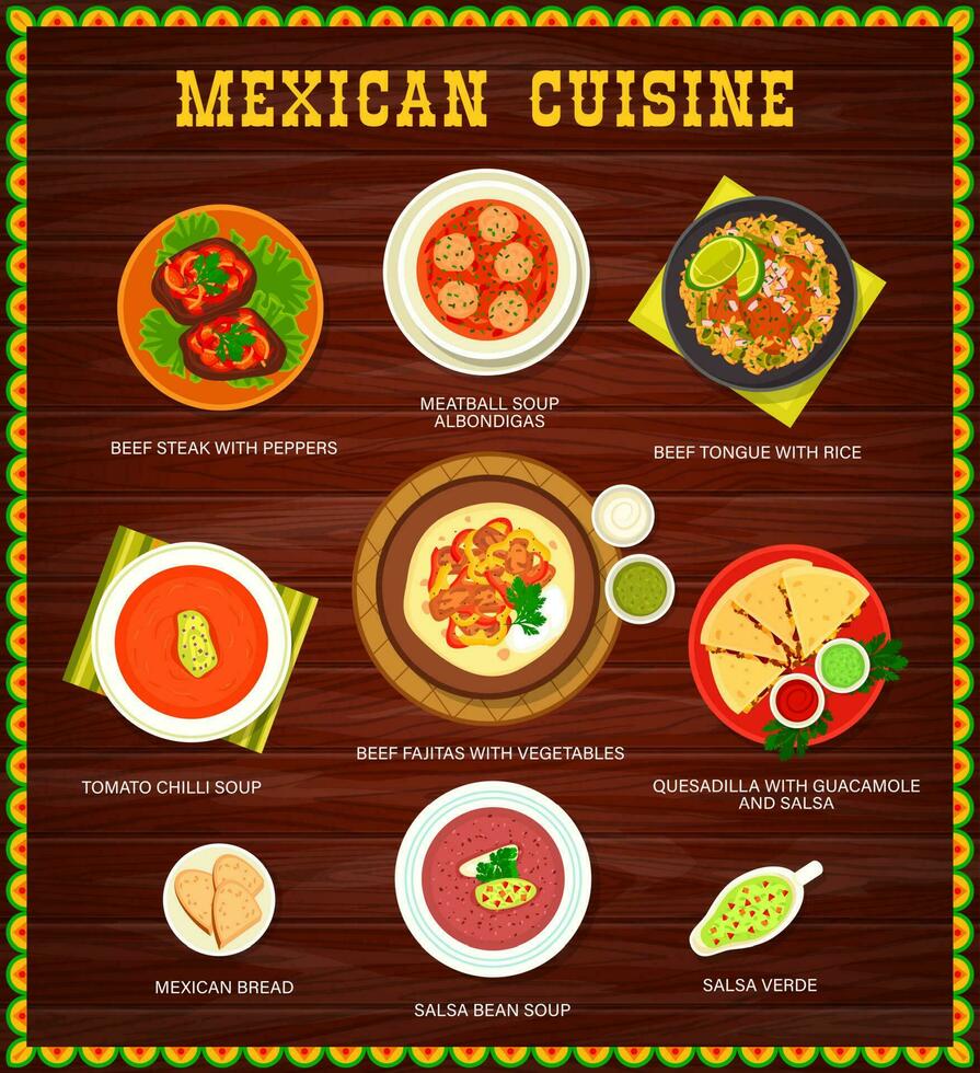 mexicano comida restaurante platos menú vector página