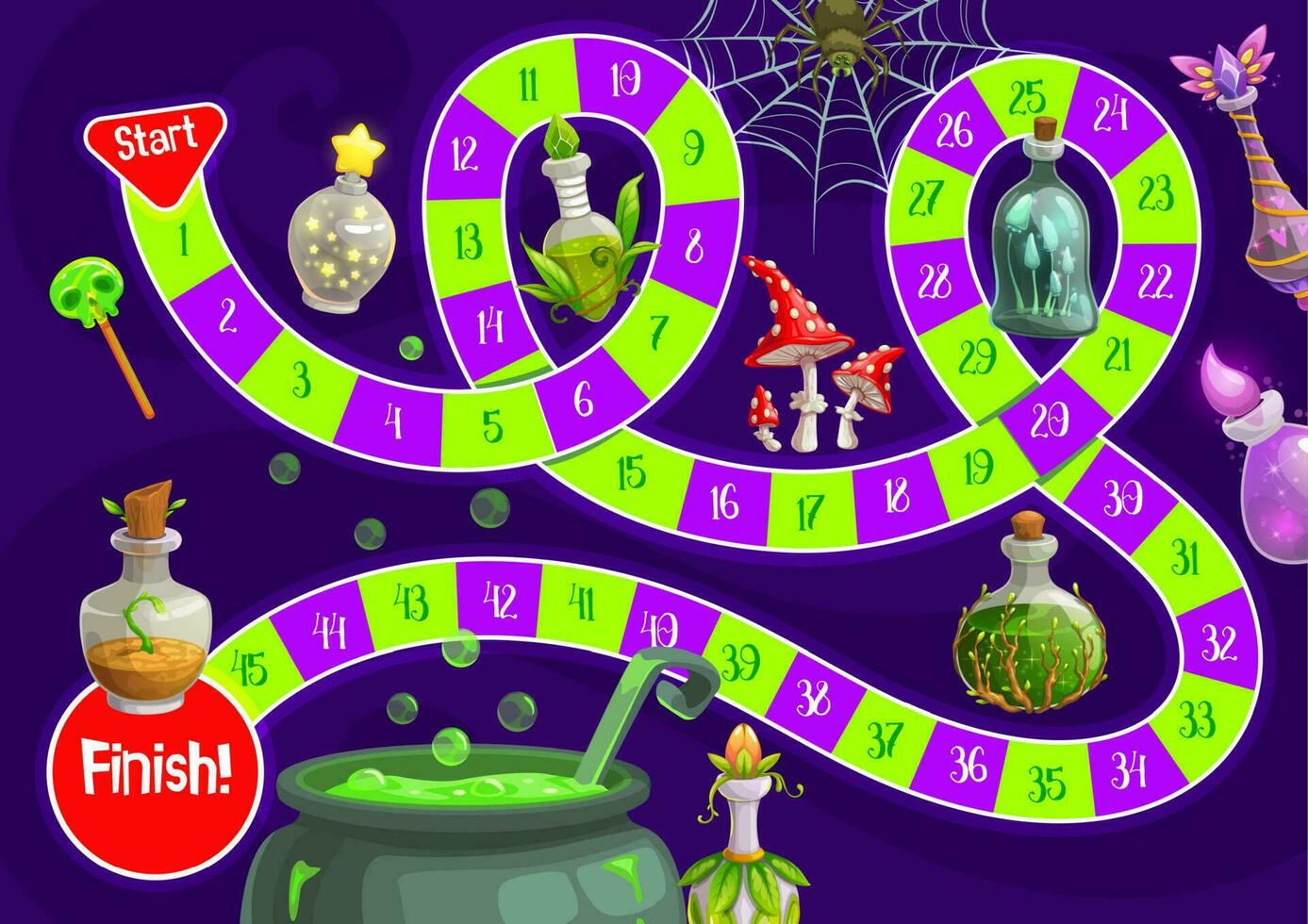 Child Halloween board game with magic potions vector