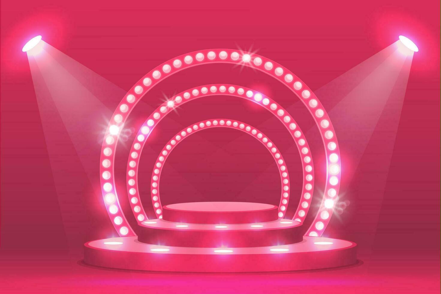 rosado podio etapa con rampa luces, espectáculo escena vector