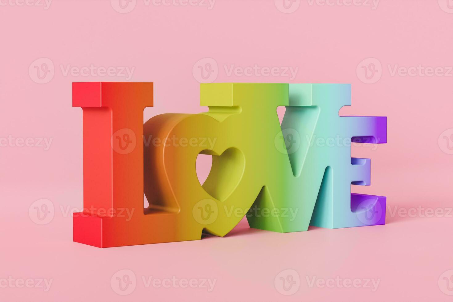 3D render illustration of rainbow love word photo