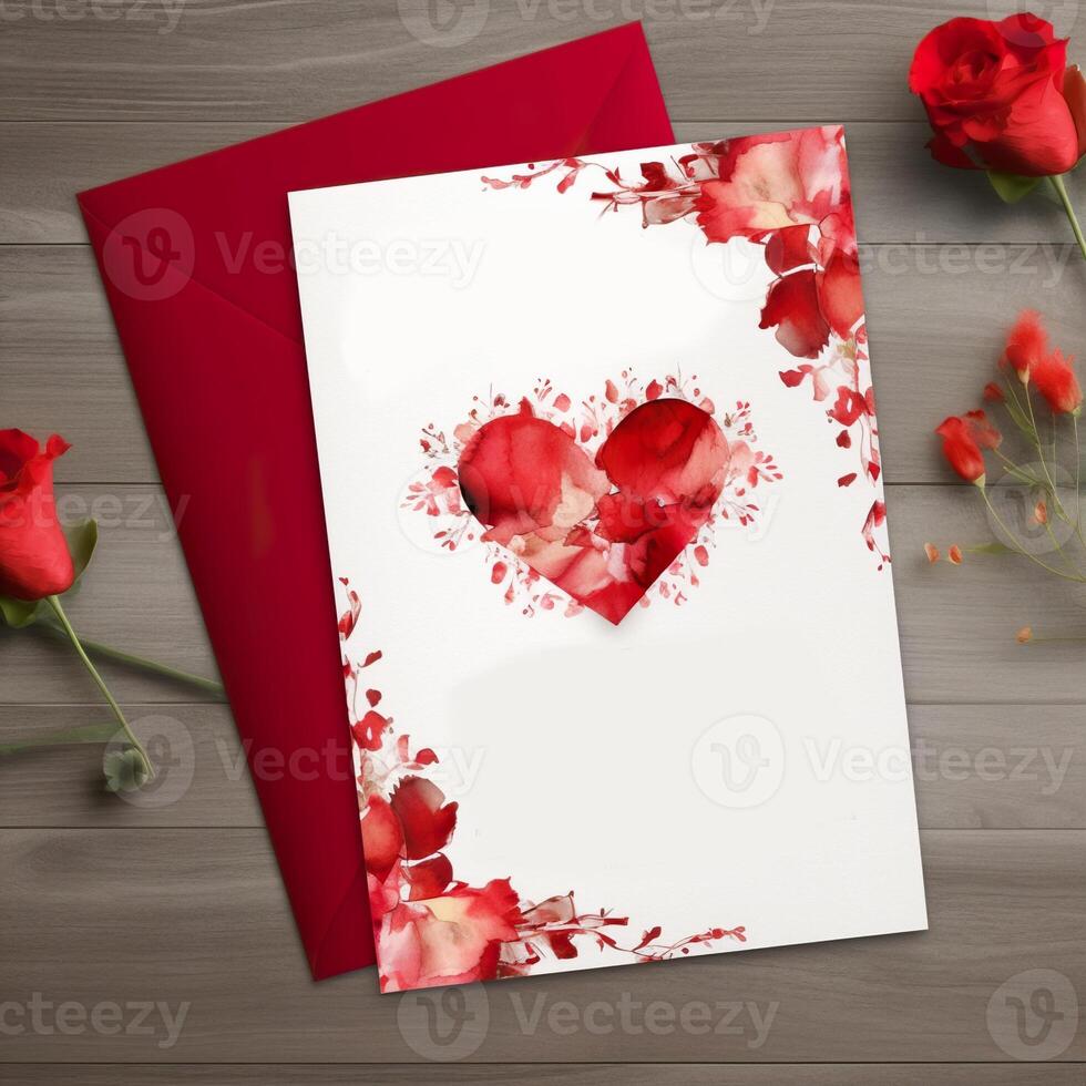 , valentine's day greeting card big heart in the center photo