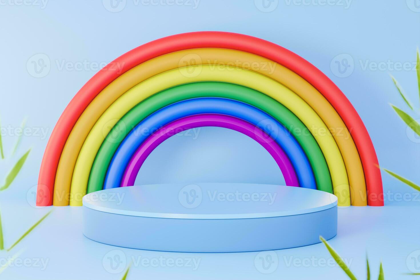 Rainbow on top of a product counter. 3d ilustration photo