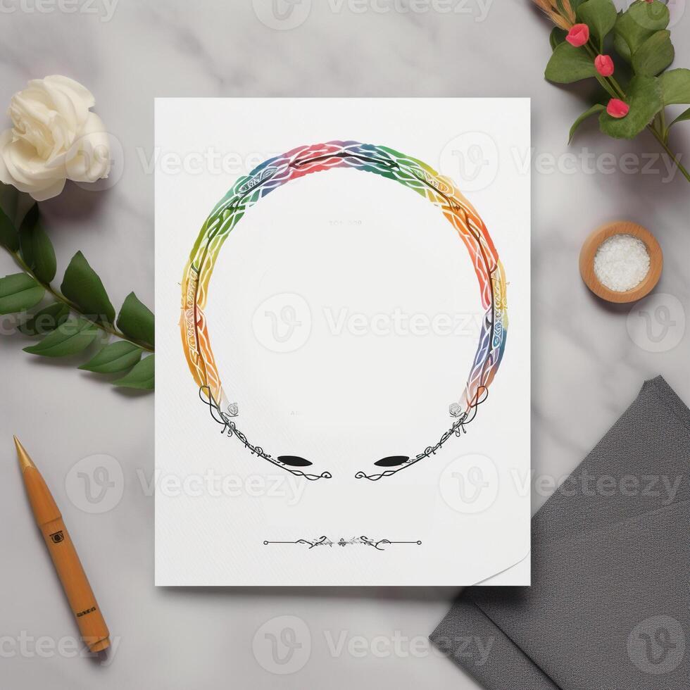 , birthday invitation with a circle in the middle photo
