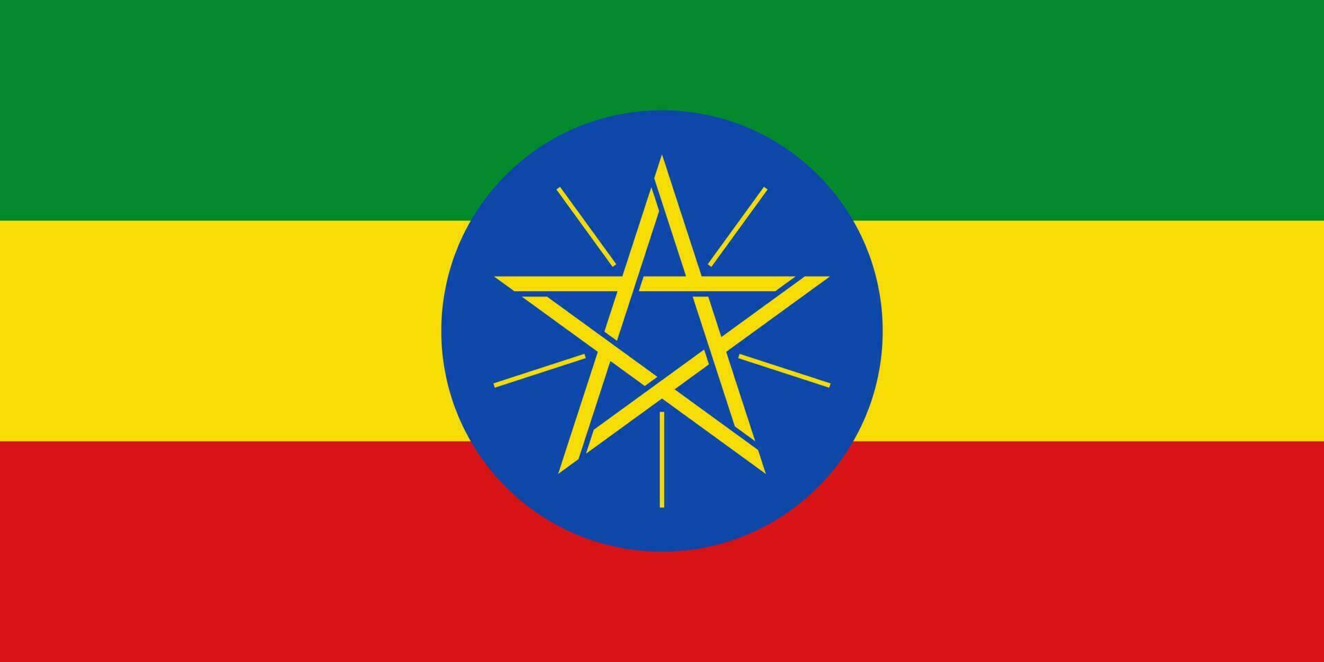Ethiopia flag, official colors and proportion. Vector illustration.