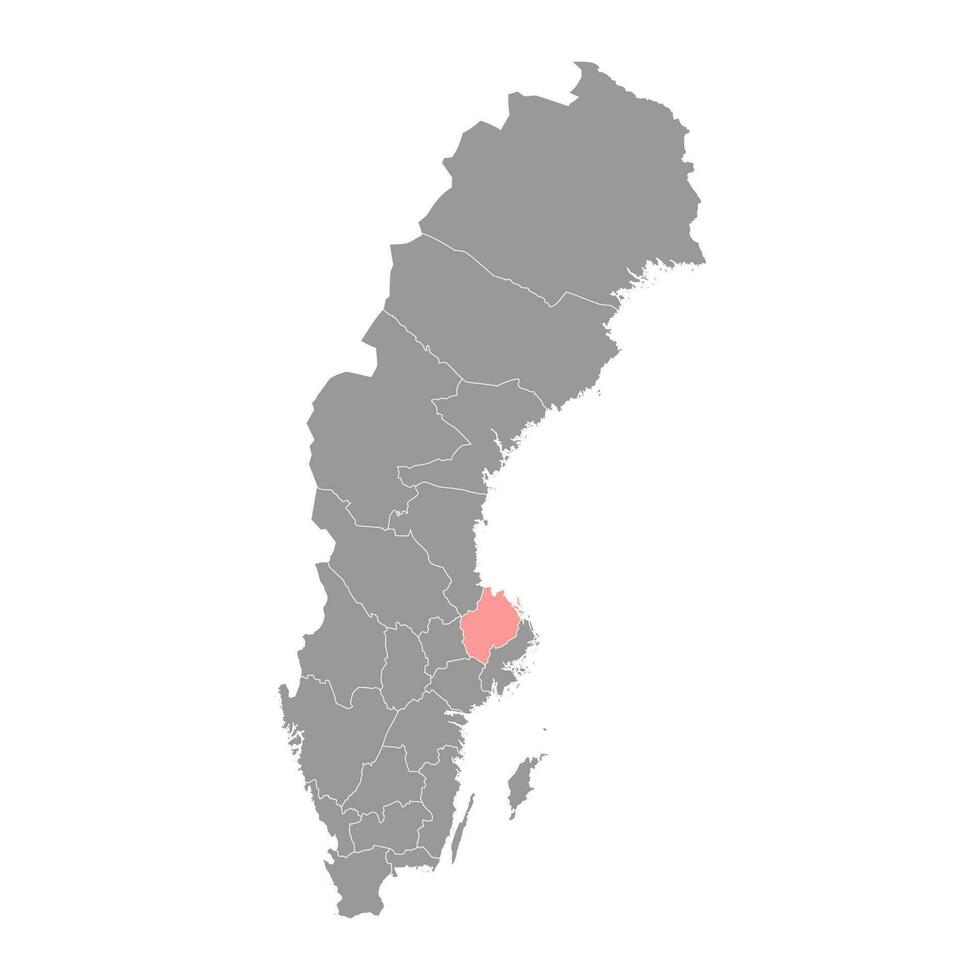 Uppsala county map, province of Sweden. Vector illustration.
