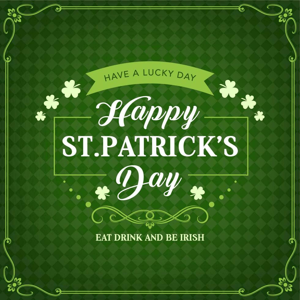 Happy Patricks day green shamrock pattern vector