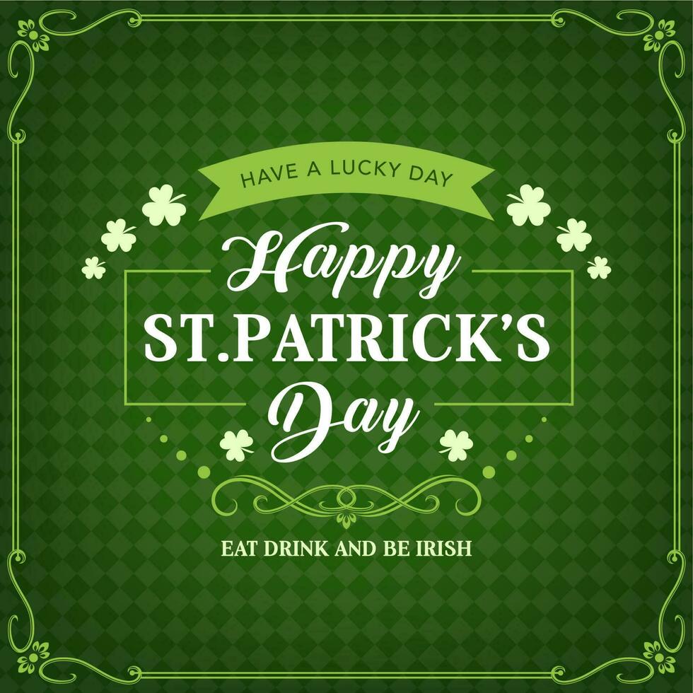 Happy Patricks day green shamrock pattern vector