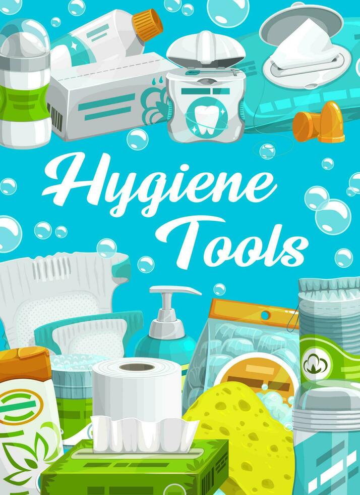 Hygiene and care, shower bathroom toiletries vector