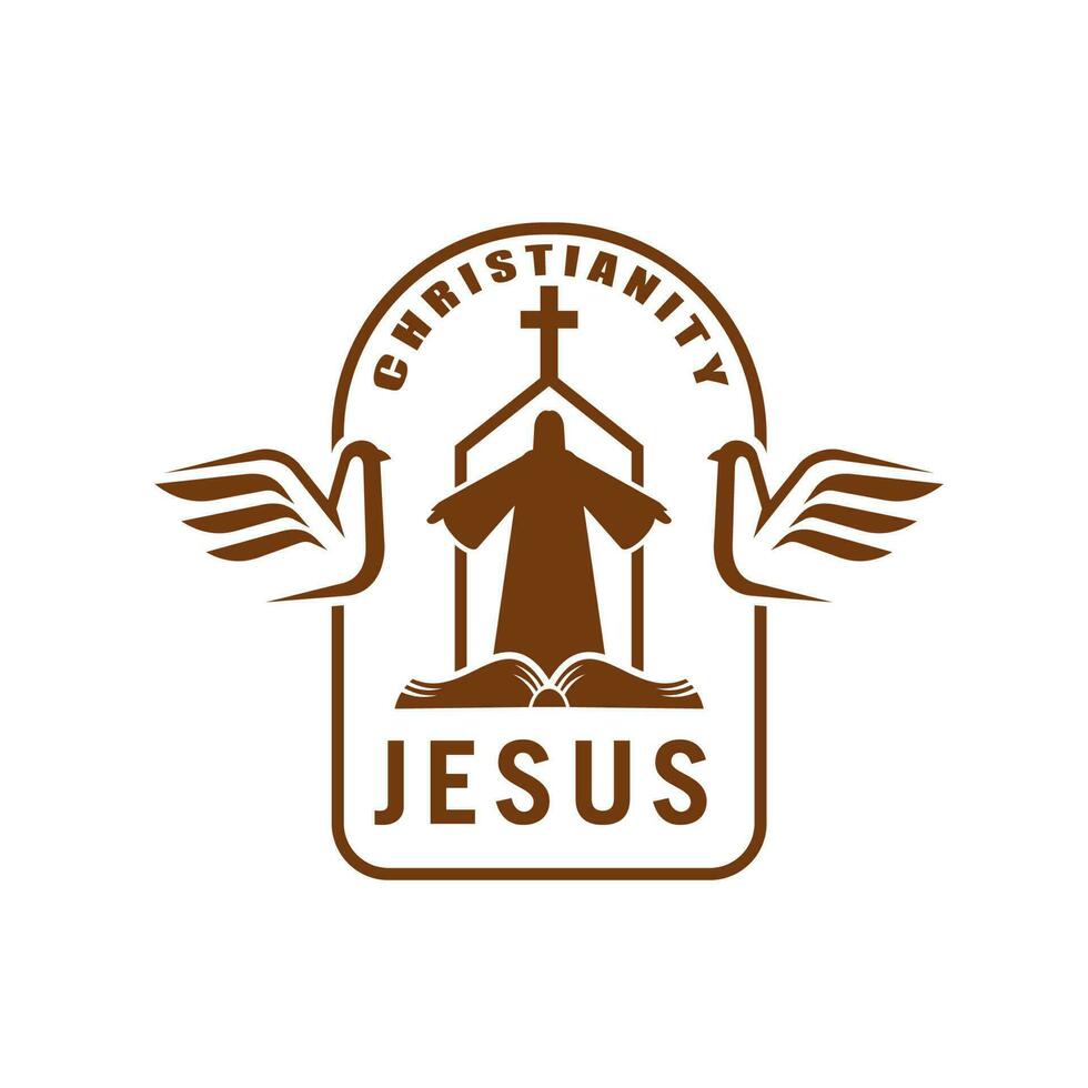 Jesus god icon, christian religion, bible church vector