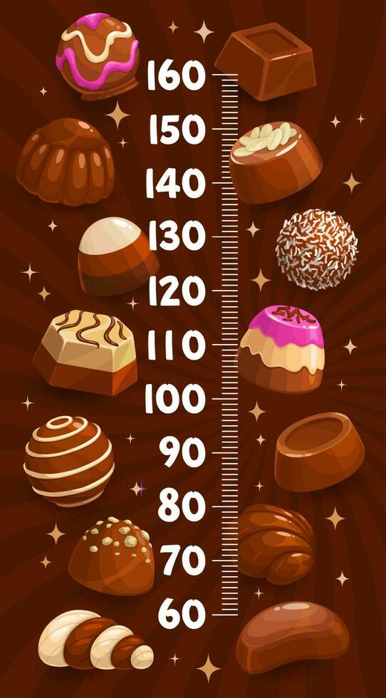 Kids height chart with chocolate sweets candy vector