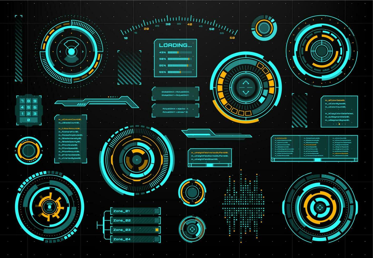 HUD touch user interface futuristic circular panel vector