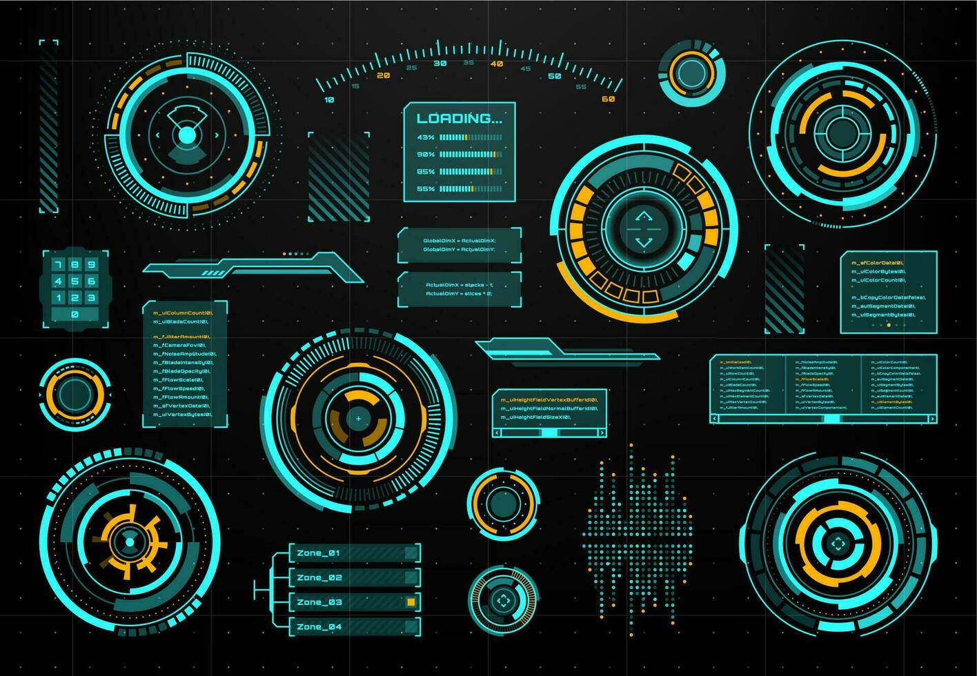 hud toque usuario interfaz futurista circular panel vector